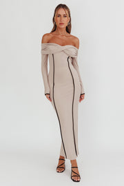 Genesis Off-Shoulder Long Sleeve Maxi Dress Pebble